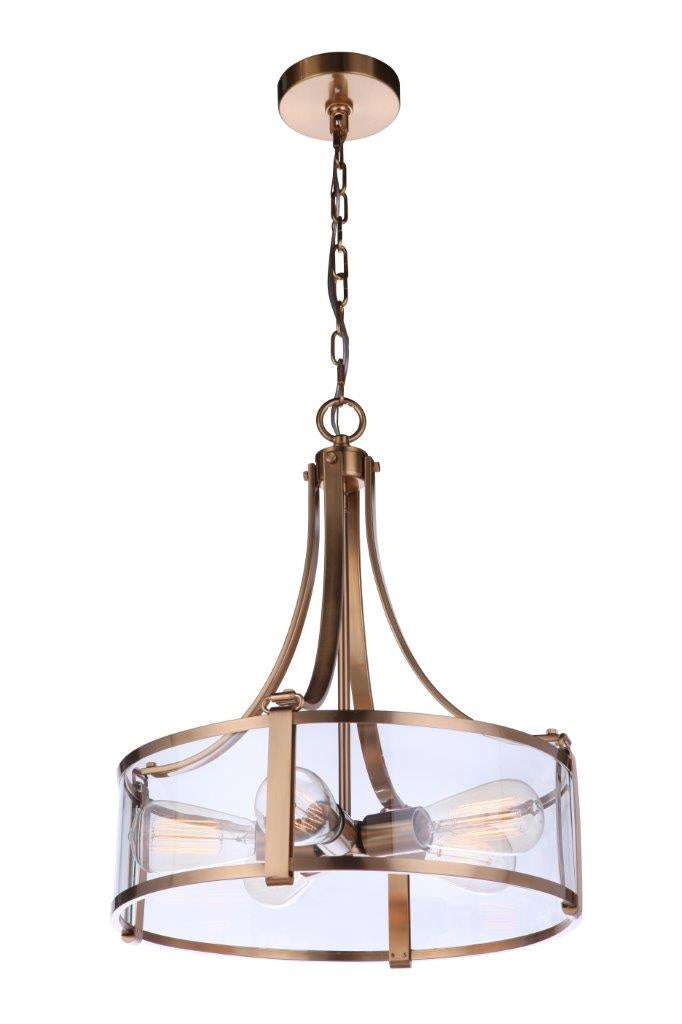 Elliot Five Light Pendant in Satin Brass - available from The Lighting Shoppe, trusted by Canadian homeowners