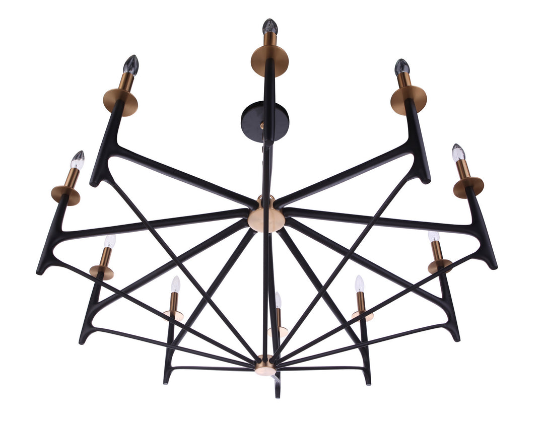 Craftmade Canada - 55510-FBSB - Ten Light Chandelier - The Reserve - Flat Black/Satin Brass