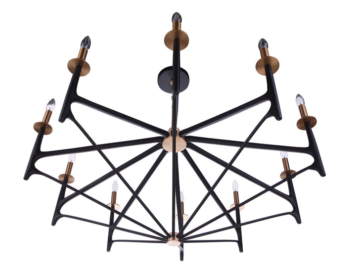 Craftmade Canada - 55510-FBSB - Ten Light Chandelier - The Reserve - Flat Black/Satin Brass