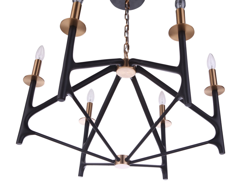Craftmade Canada - 55526-FBSB - Six Light Chandelier - The Reserve - Flat Black/Satin Brass