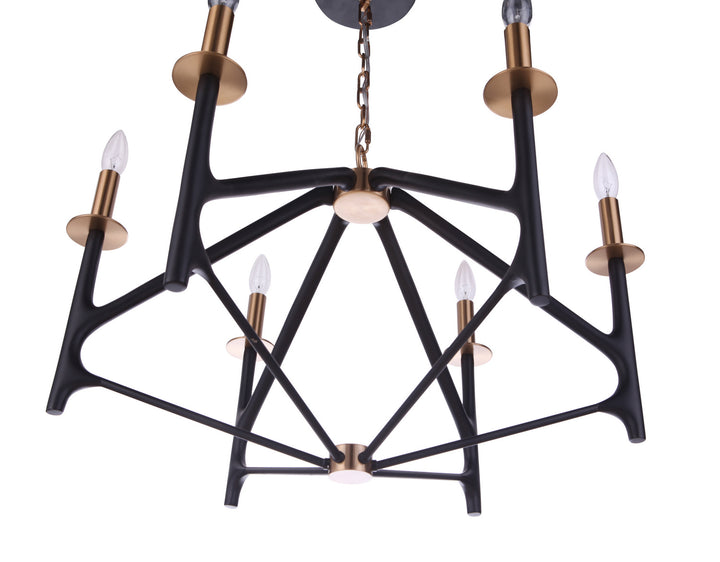 Craftmade Canada - 55526-FBSB - Six Light Chandelier - The Reserve - Flat Black/Satin Brass