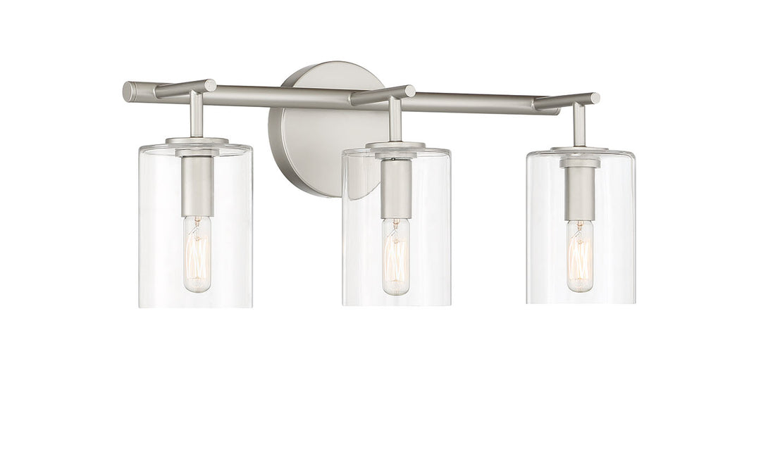 Hailie Three Light Vanity in Satin Nickel - available from The Lighting Shoppe, trusted by Canadian homeowners