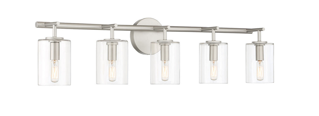 Hailie Five Light Vanity in Satin Nickel - available from The Lighting Shoppe, trusted by Canadian homeowners