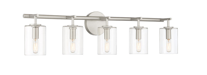 Hailie Five Light Vanity in Satin Nickel - available from The Lighting Shoppe, trusted by Canadian homeowners