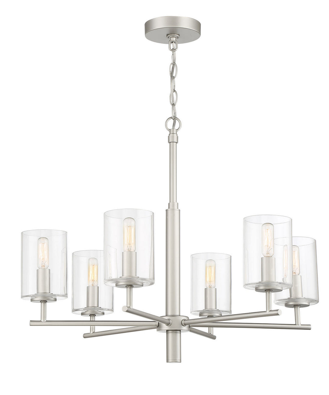 Hailie Six Light Chandelier in Satin Nickel - available from The Lighting Shoppe, trusted by Canadian homeowners