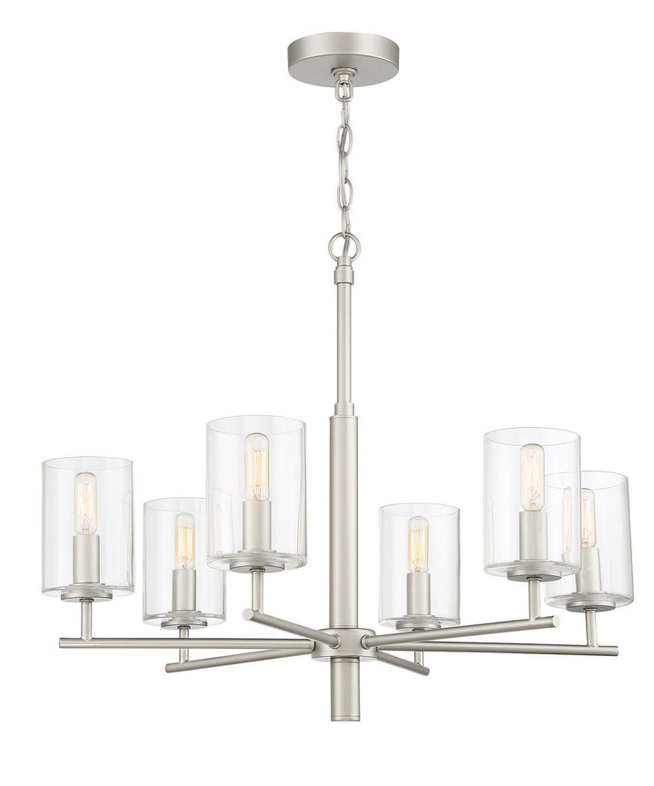 Hailie Six Light Chandelier in Satin Nickel - available from The Lighting Shoppe, trusted by Canadian homeowners