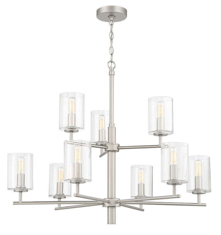 Hailie Nine Light Chandelier in Satin Nickel - available from The Lighting Shoppe, trusted by Canadian homeowners