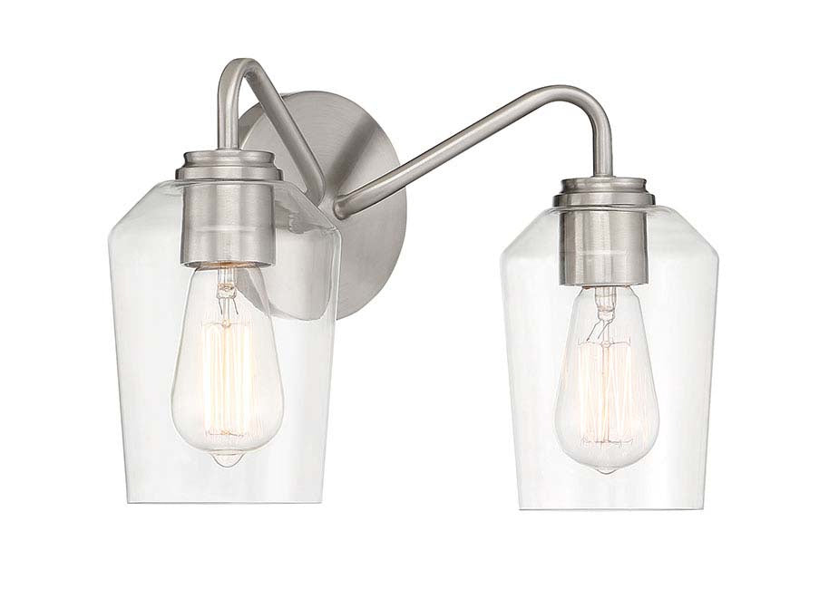 Shayna Two Light Vanity in Brushed Polished Nickel - available from The Lighting Shoppe, trusted by Canadian homeowners