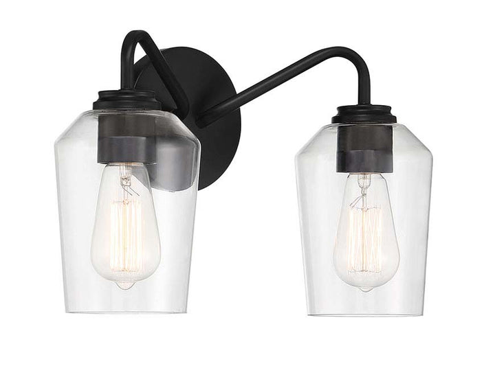 Shayna Two Light Vanity in Flat Black - available from The Lighting Shoppe, trusted by Canadian homeowners
