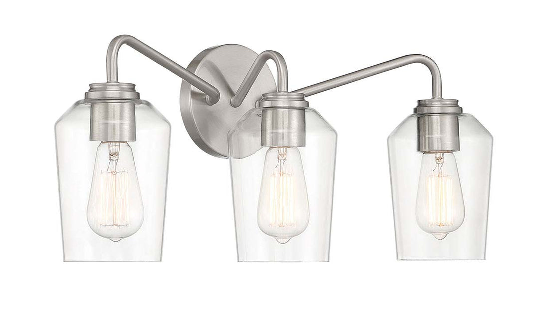 Shayna Three Light Vanity in Brushed Polished Nickel - available from The Lighting Shoppe, trusted by Canadian homeowners