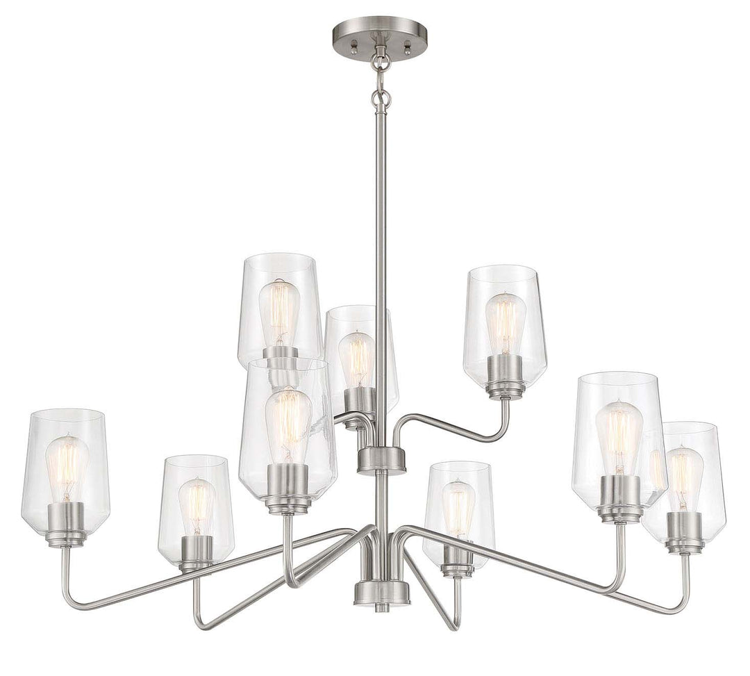 Shayna Nine Light Chandelier in Brushed Polished Nickel - available from The Lighting Shoppe, trusted by Canadian homeowners