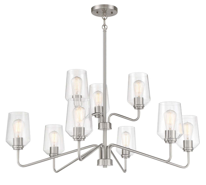 Shayna Nine Light Chandelier in Brushed Polished Nickel - available from The Lighting Shoppe, trusted by Canadian homeowners
