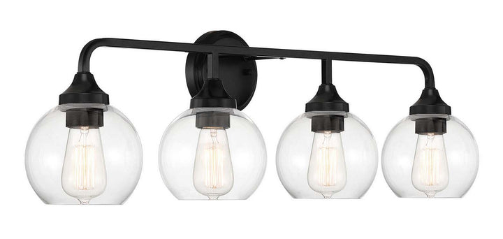 Glenda Four Light Vanity in Flat Black - available from The Lighting Shoppe, trusted by Canadian homeowners