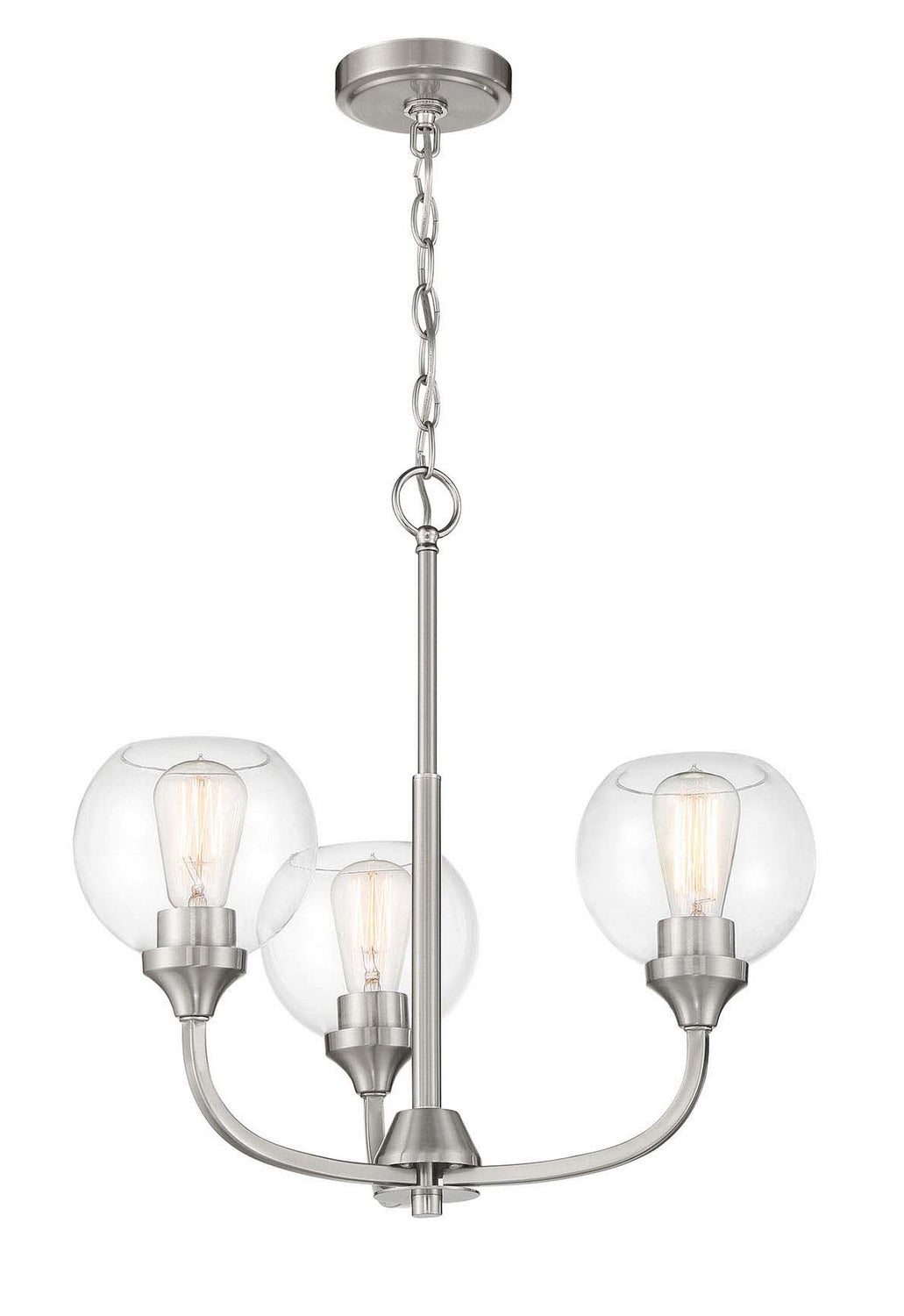 Glenda Three Light Chandelier in Brushed Polished Nickel - available from The Lighting Shoppe, trusted by Canadian homeowners