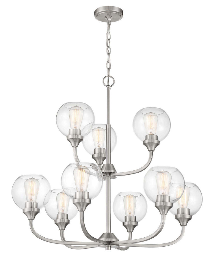 Glenda Nine Light Chandelier in Brushed Polished Nickel - available from The Lighting Shoppe, trusted by Canadian homeowners