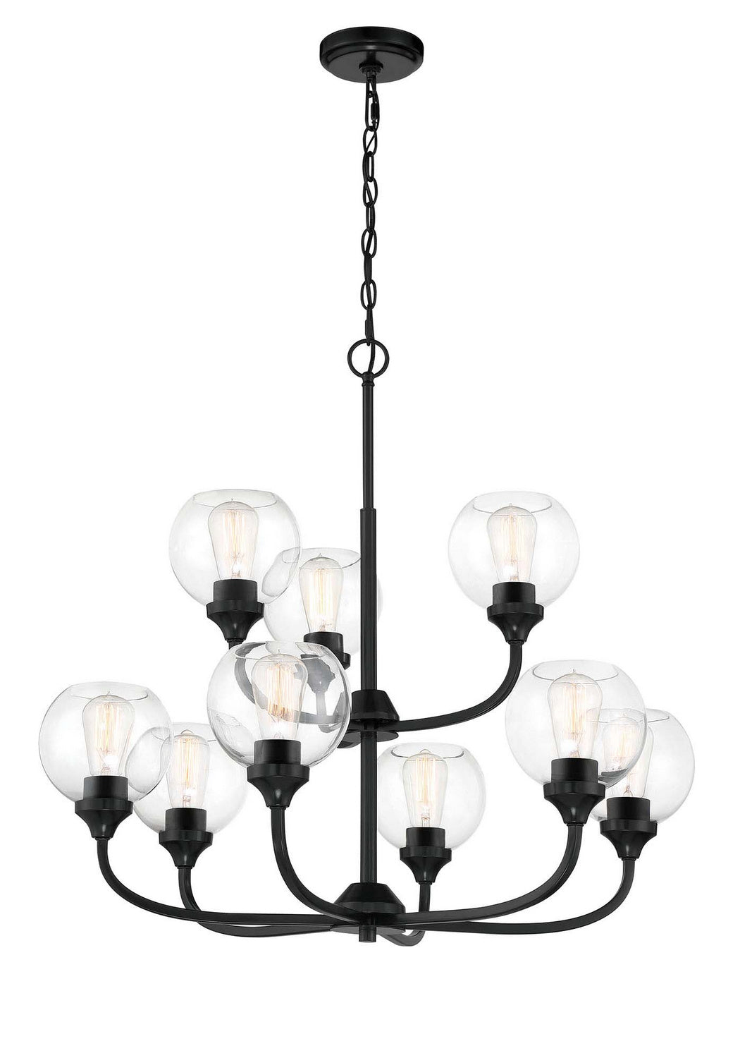 Glenda Nine Light Chandelier in Flat Black - available from The Lighting Shoppe, trusted by Canadian homeowners