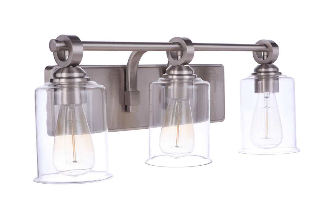 Romero Three Light Vanity in Brushed Polished Nickel - available from The Lighting Shoppe, trusted by Canadian homeowners