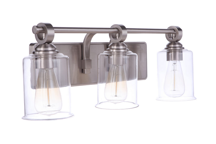 Romero Three Light Vanity in Brushed Polished Nickel - available from The Lighting Shoppe, trusted by Canadian homeowners