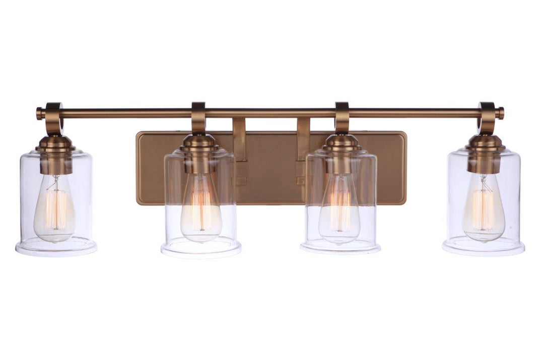 Romero Four Light Vanity in Satin Brass - available from The Lighting Shoppe, trusted by Canadian homeowners