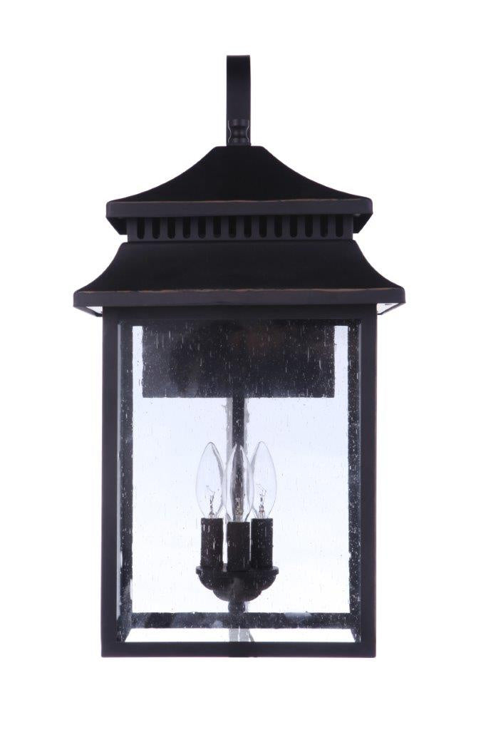 Crossbend Three Light Outdoor Wall Mount in Textured Black - available from The Lighting Shoppe, trusted by Canadian homeowners