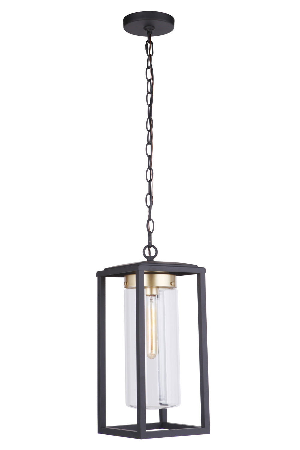 Neo One Light Outdoor Pendant in Midnight / Satin Brass - available from The Lighting Shoppe, trusted by Canadian homeowners