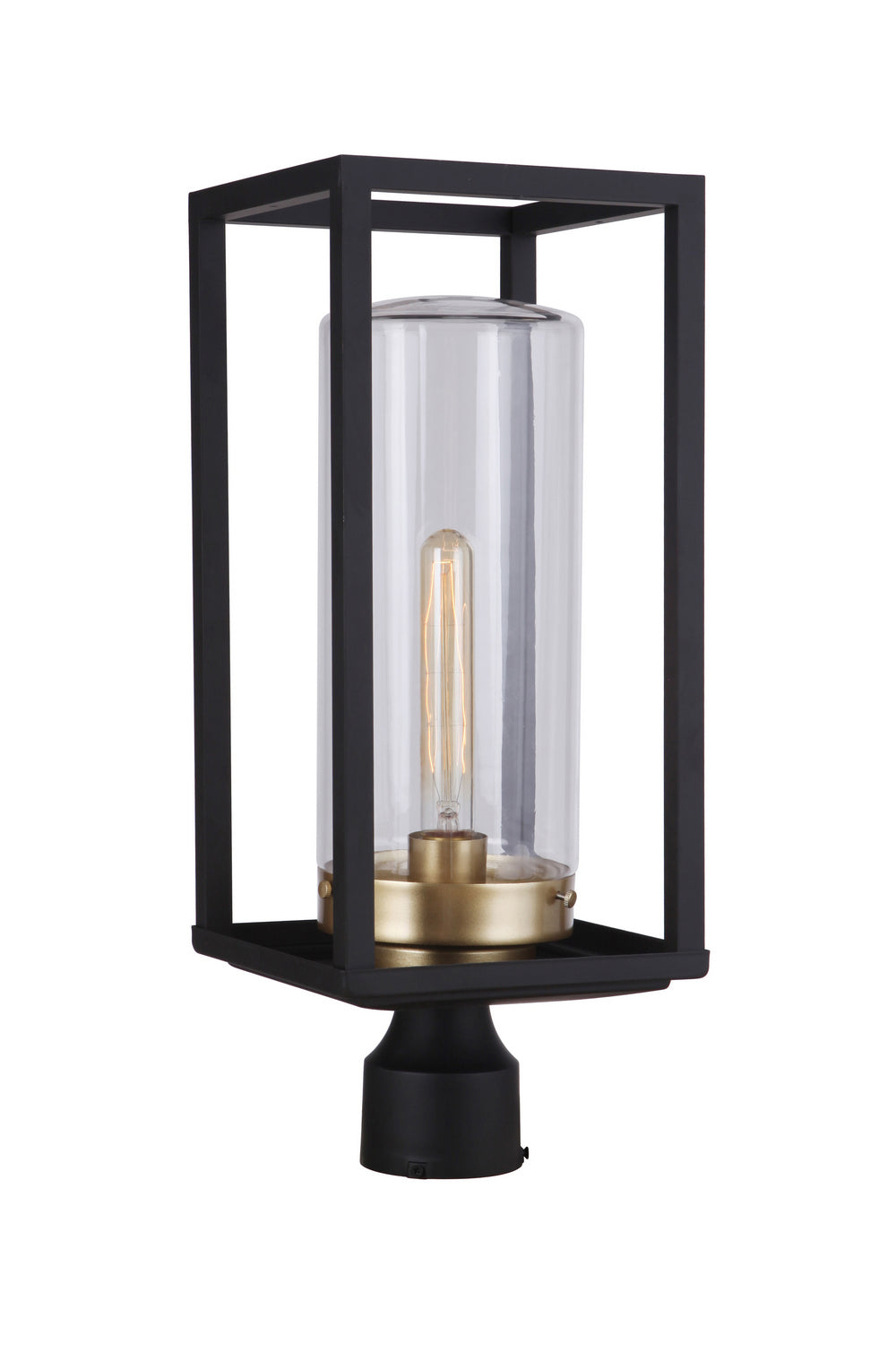Neo One Light Outdoor Post Mount in Midnight / Satin Brass - available from The Lighting Shoppe, trusted by Canadian homeowners