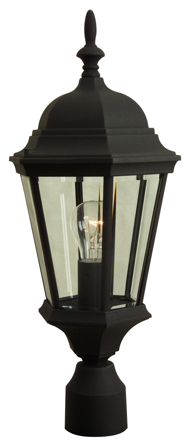 Straight Glass Cast One Light Post Mount in Textured Black - available from The Lighting Shoppe, trusted by Canadian homeowners