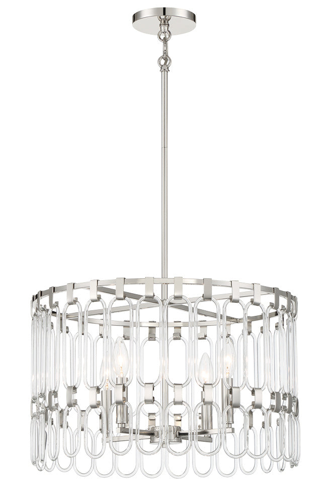 Charming Four Light Convertible Semi Flush / Pendant in Polished Nickel - available from The Lighting Shoppe, trusted by Canadian homeowners