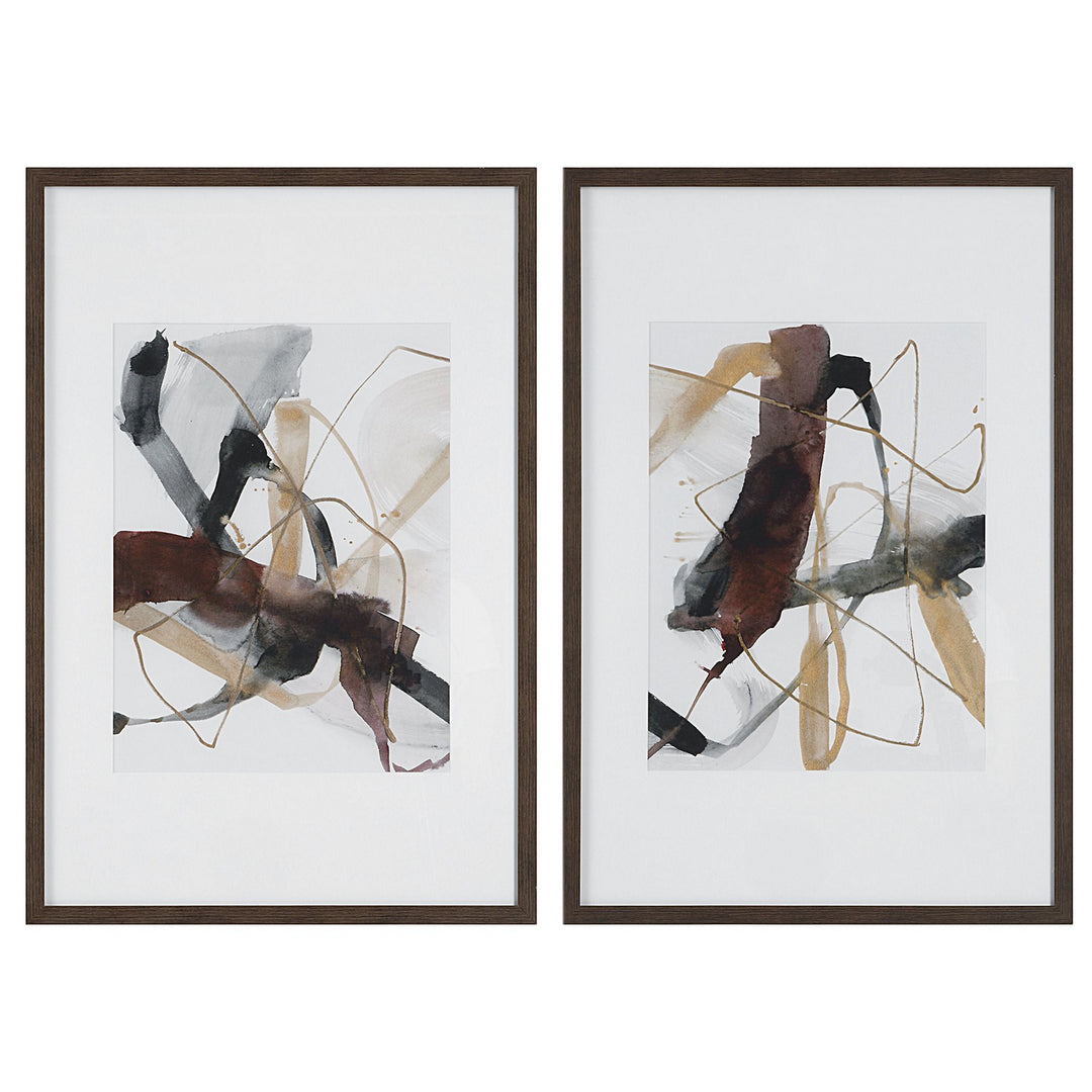 Burgundy Interjection Prints, Set/2 in Dark Walnut - available from The Lighting Shoppe, trusted by Canadian homeowners