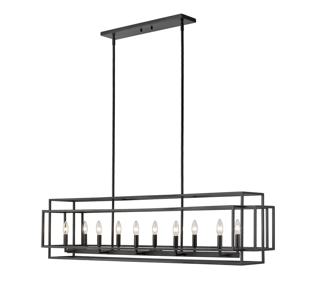 Titania Ten Light Linear Chandelier in Matte Black - available from The Lighting Shoppe, trusted by Canadian homeowners