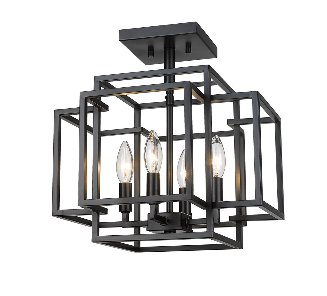 Titania Four Light Semi Flush Mount in Matte Black - available from The Lighting Shoppe, trusted by Canadian homeowners