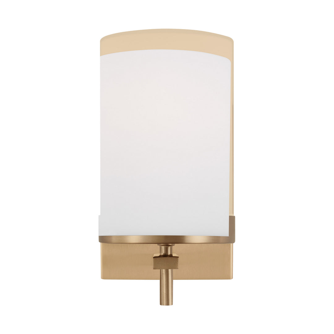 Zire One Light Wall / Bath Sconce in Satin Brass - available from The Lighting Shoppe, trusted by Canadian homeowners