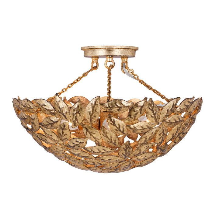 Kelan Three Light Semi Flush Mount in Antique Gild - available from The Lighting Shoppe, trusted by Canadian homeowners