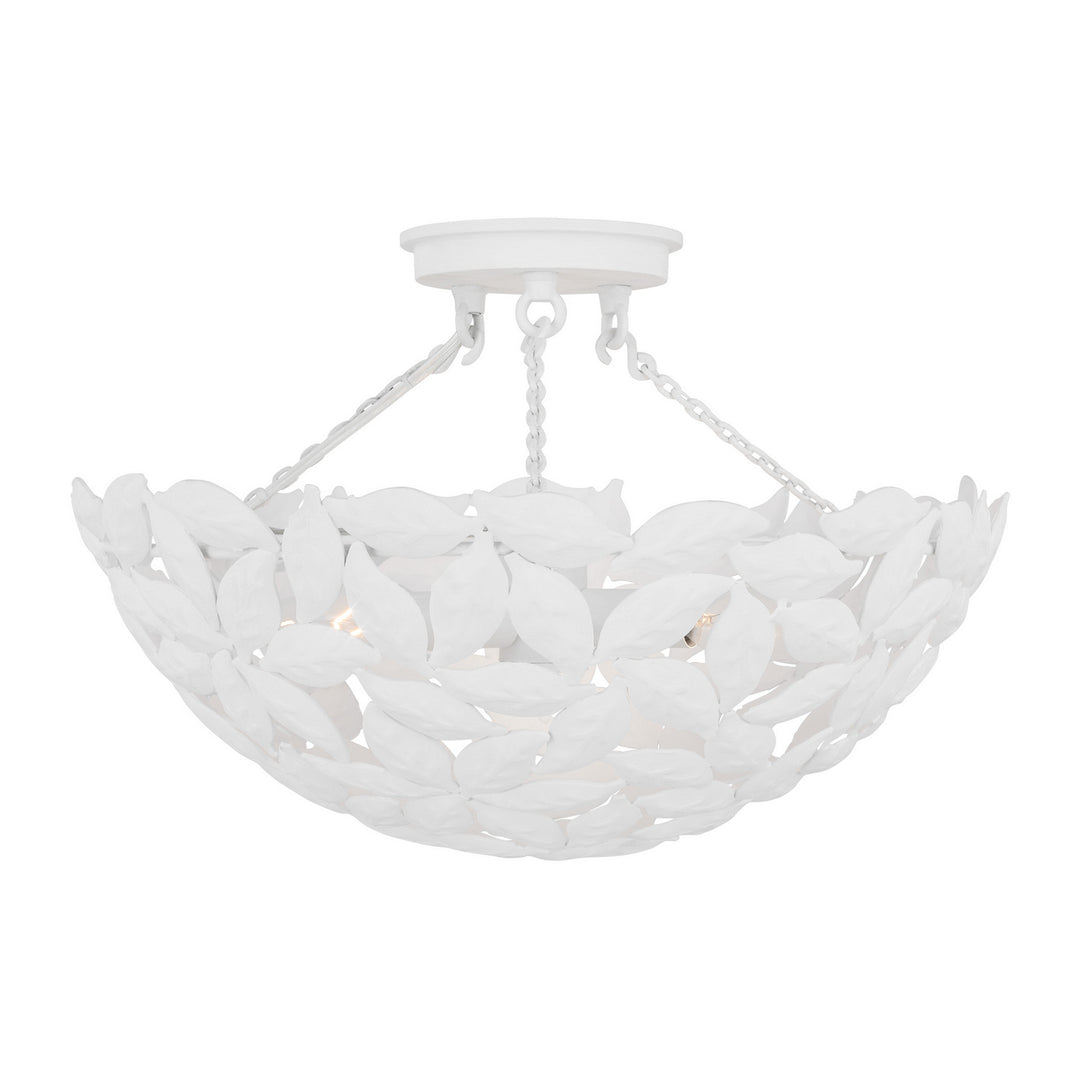 Kelan Three Light Semi Flush Mount in Textured White - available from The Lighting Shoppe, trusted by Canadian homeowners