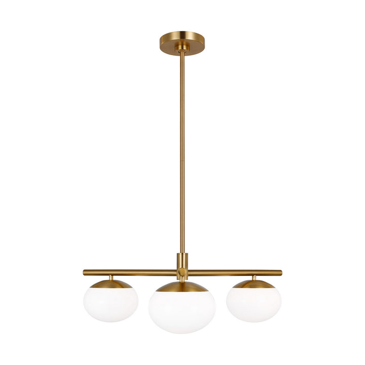 Lune Three Light Semi Flush Mount in Burnished Brass - available from The Lighting Shoppe, trusted by Canadian homeowners