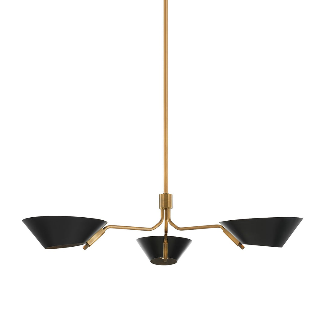 Sacramento Three Light Chandelier in Patina Brass/Soft Black - available from The Lighting Shoppe, trusted by Canadian homeowners