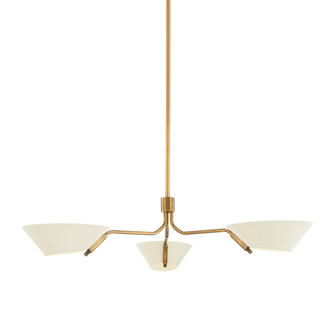 Sacramento Three Light Chandelier in Patina Brass And Soft Sand - available from The Lighting Shoppe, trusted by Canadian homeowners