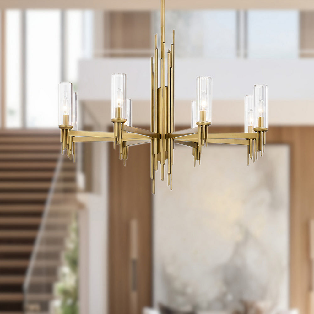 Alora Canada - CH335836VBCR - Eight Light Chandelier - Torres - Ribbed Glass/Vintage Brass