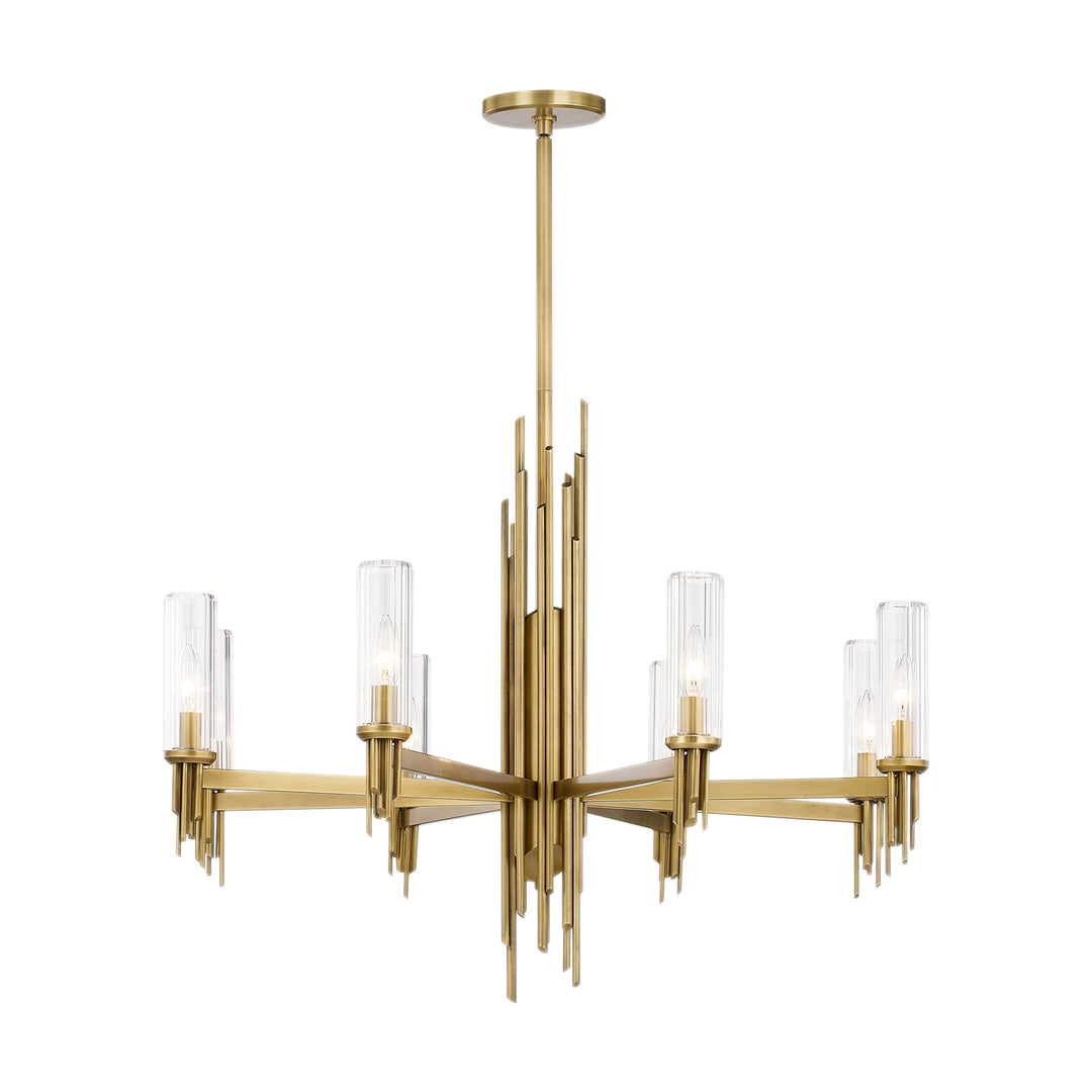 Alora Canada - CH335836VBCR - Eight Light Chandelier - Torres - Ribbed Glass/Vintage Brass