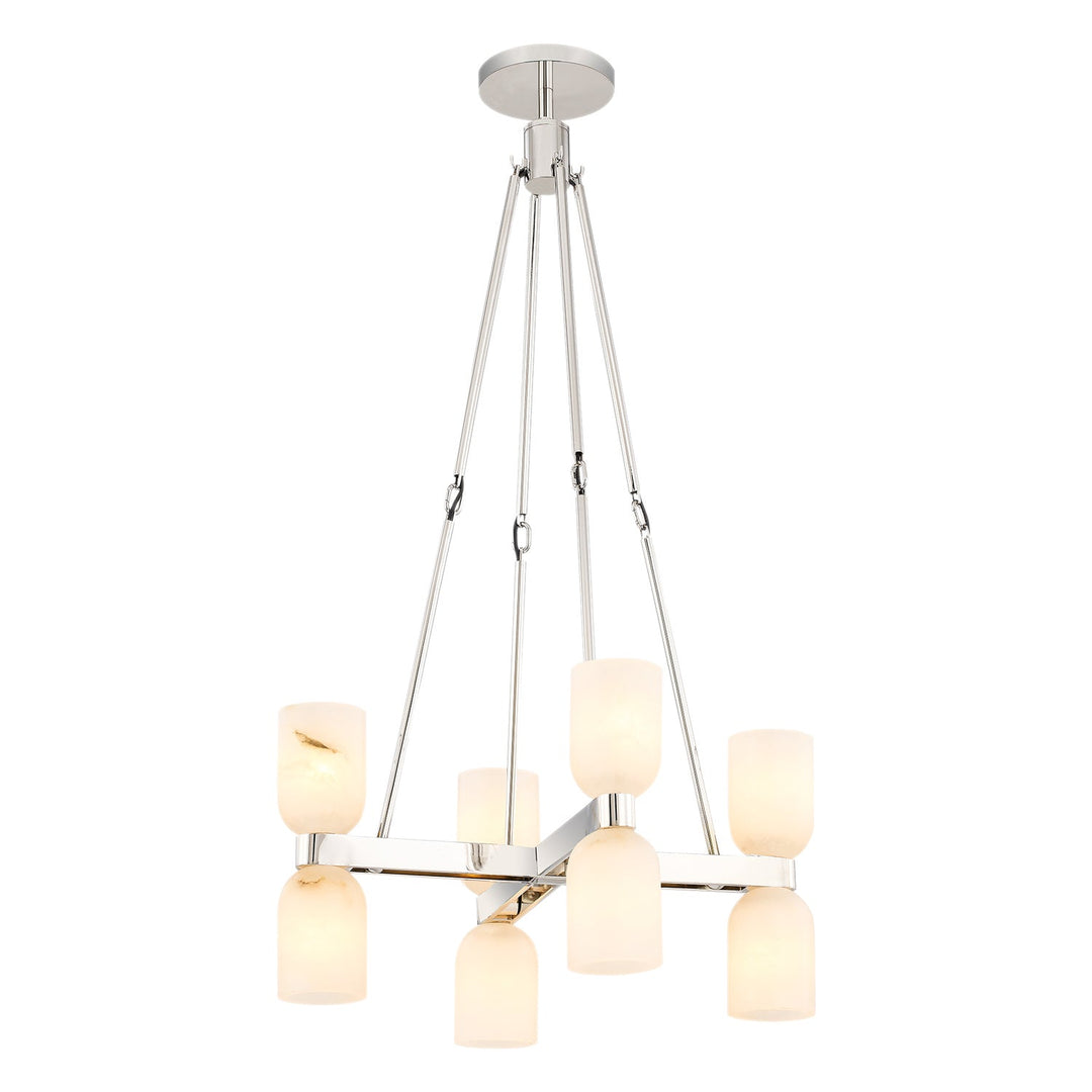 Alora Canada - CH338822PNAR - Eight Light Chandelier - Lucian - Polished Nickel/Alabaster