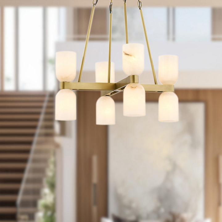 Alora Canada - CH338822VBAR - Eight Light Chandelier - Lucian - Vintage Brass/Alabaster