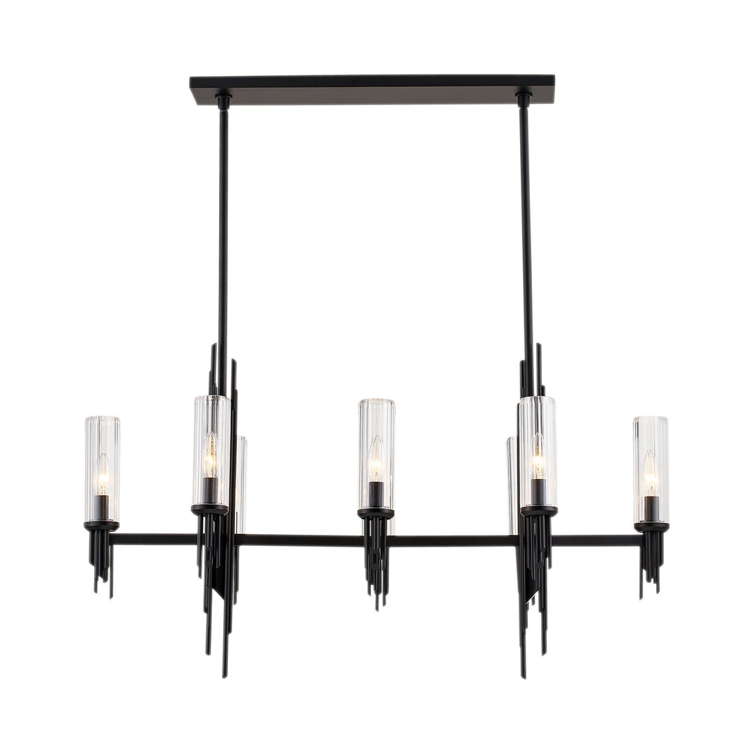 Alora Canada - LP335838MBCR - Eight Light Pendant - Torres - Clear Ribbed Glass/Matte Black