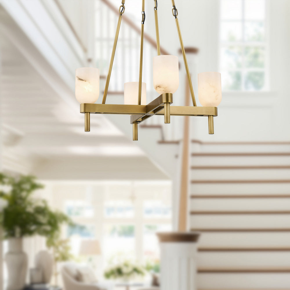Alora Canada - PD338422VBAR - Four Light Pendant - Lucian - Vintage Brass/Alabaster