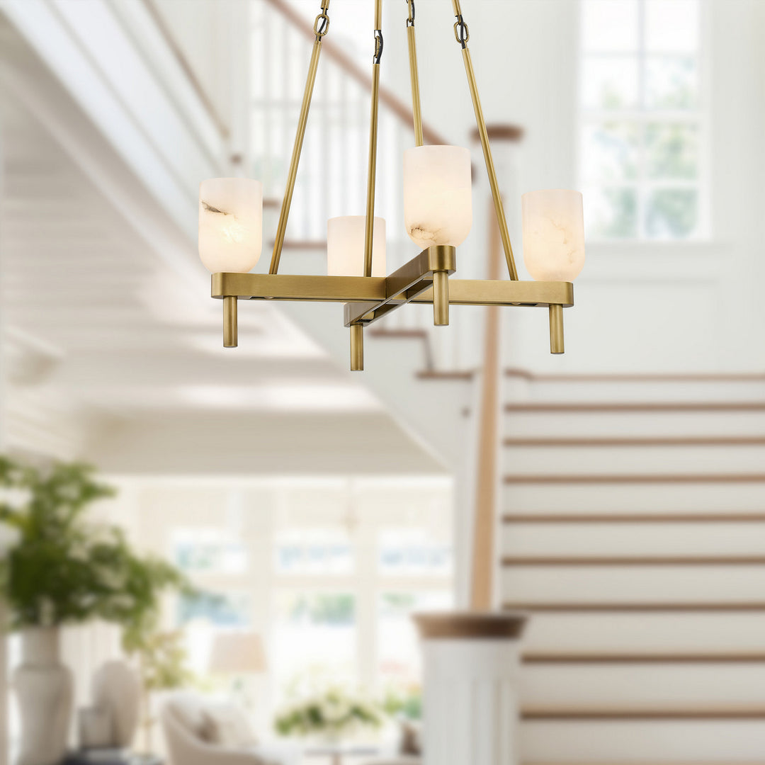 Alora Canada - PD338422VBAR - Four Light Pendant - Lucian - Vintage Brass/Alabaster