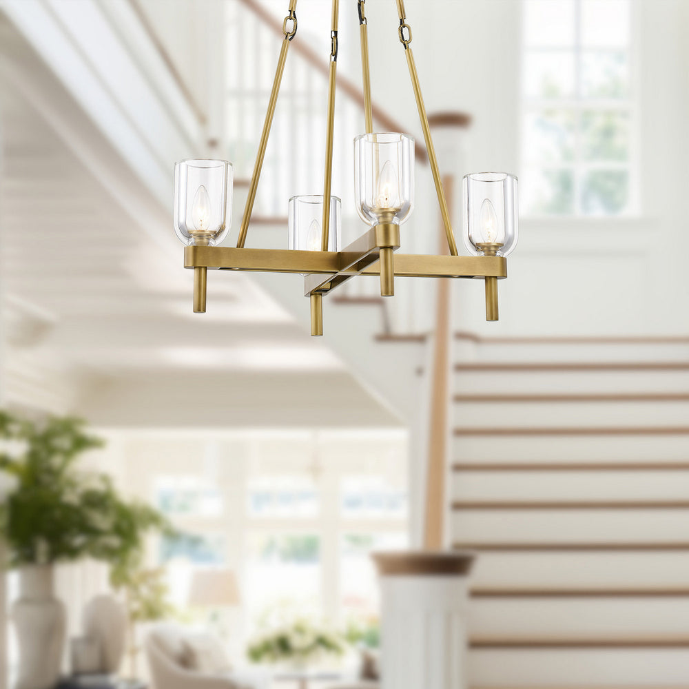 Alora Canada - PD338422VBCC - Four Light Pendant - Lucian - Vintage Brass/Clear Crystal