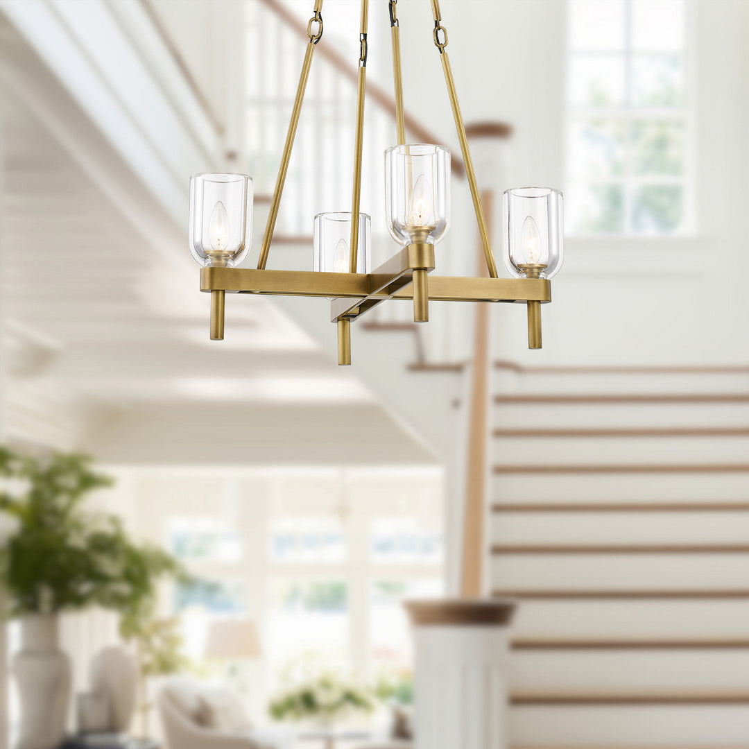Alora Canada - PD338422VBCC - Four Light Pendant - Lucian - Vintage Brass/Clear Crystal