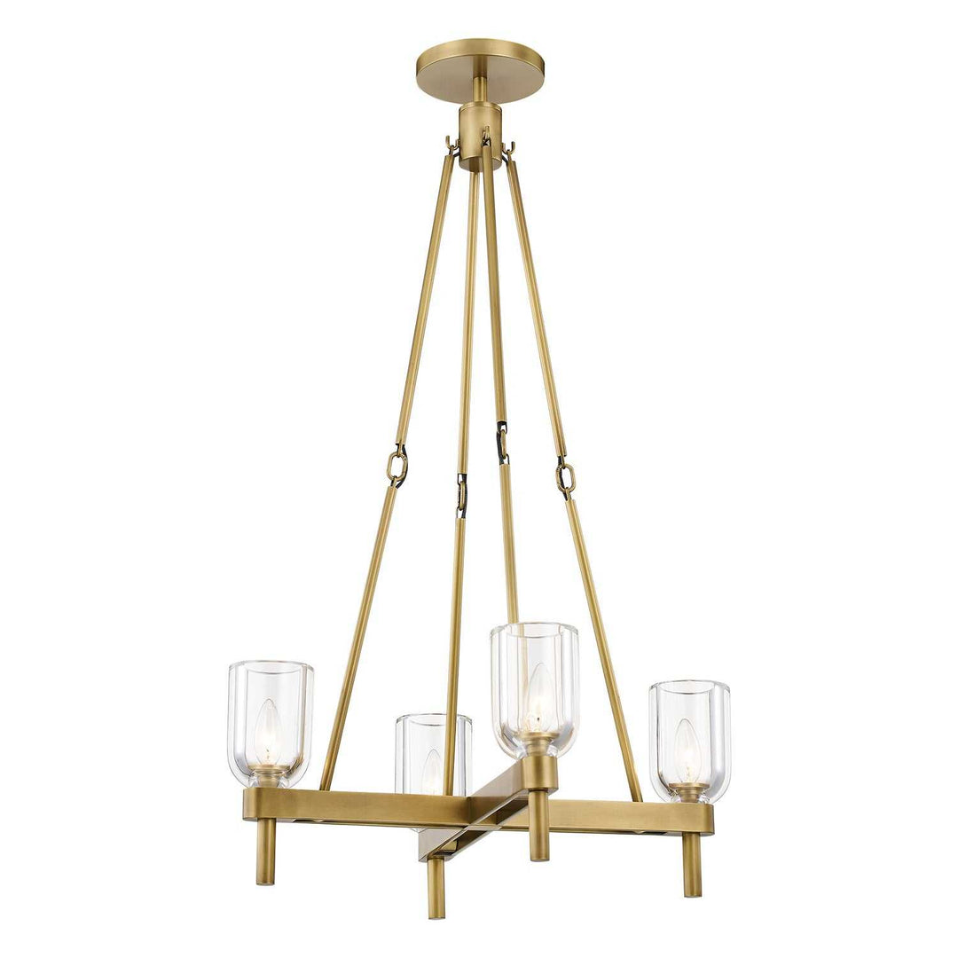 Lucian Four Light Pendant in Clear Crystal/Vintage Brass Alora Canada