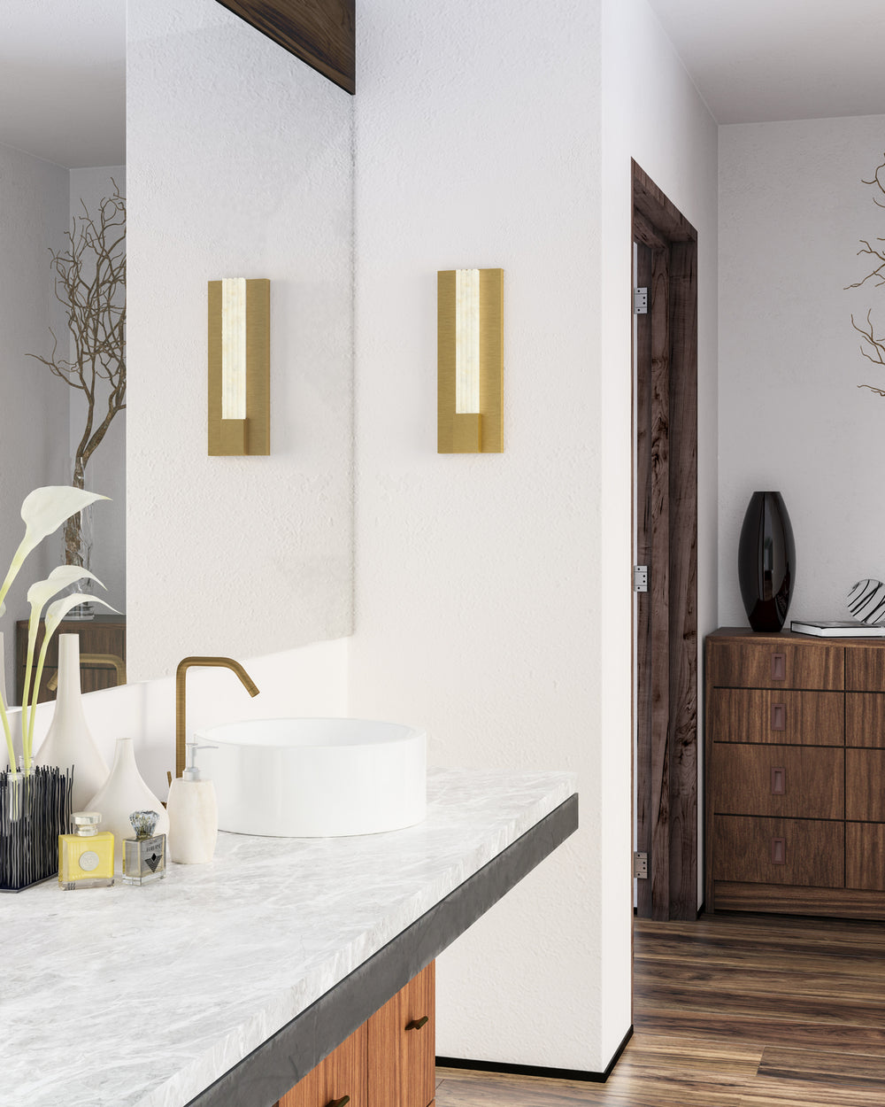 Alora Canada - WV322114VBAR - LED Vanity - Kismet - Vintage Brass/Alabaster