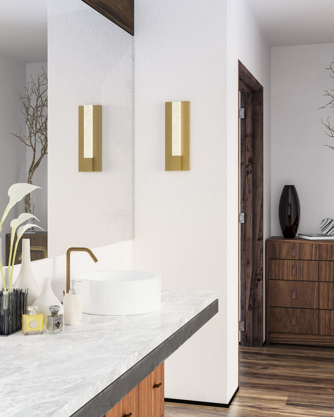 Alora Canada - WV322114VBAR - LED Vanity - Kismet - Vintage Brass/Alabaster