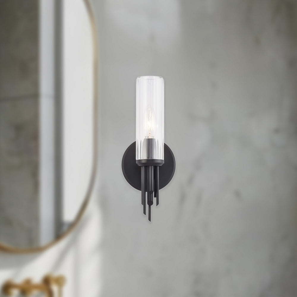 Alora Canada - WV335103MBCR - One Light Vanity - Torres - Clear Ribbed Glass/Matte Black
